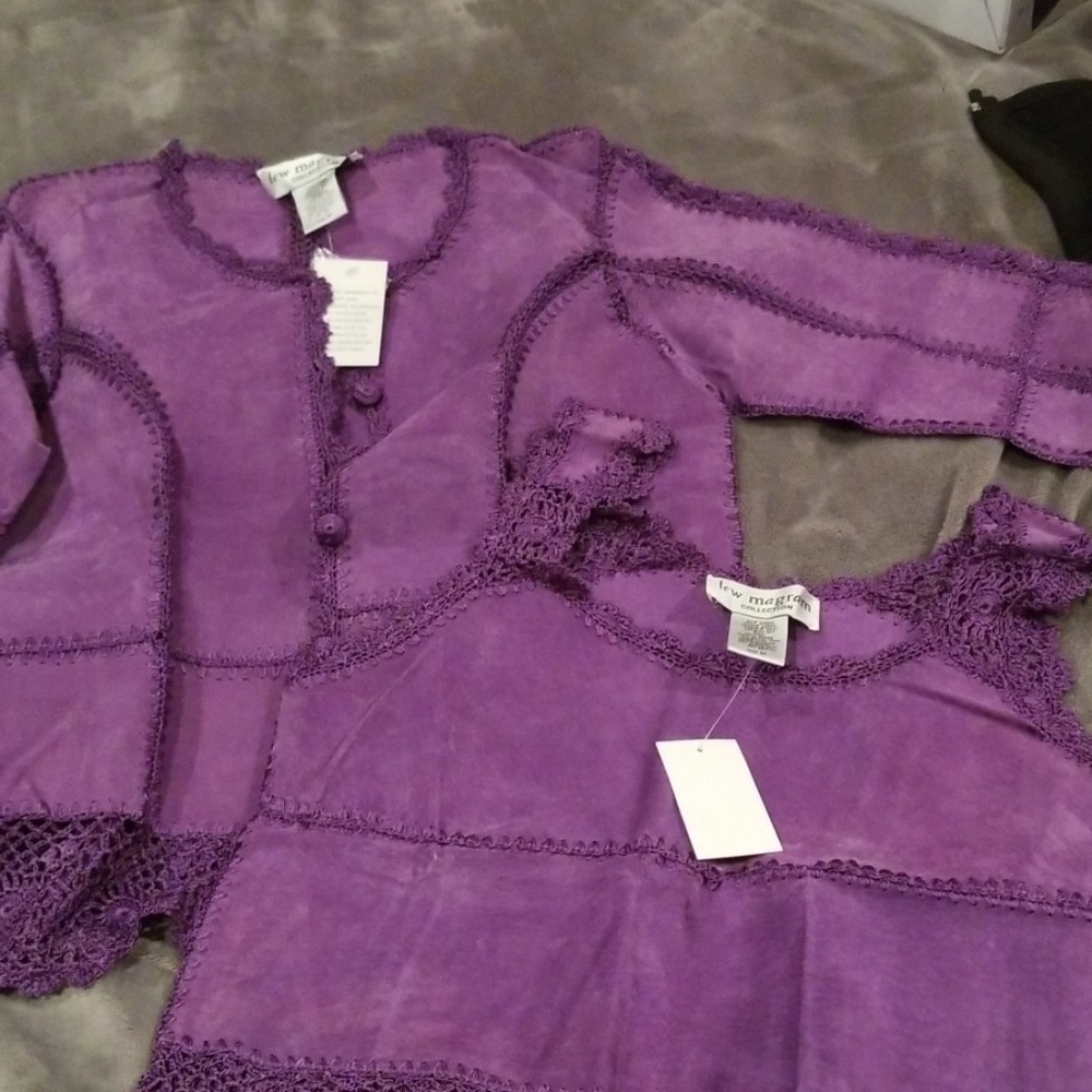 Purple suede twinset jacket and tank NWT